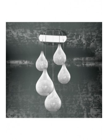 TOP LIGHT: Drop sospensione 5 luci soggiorno mix tonda graniglia in offerta