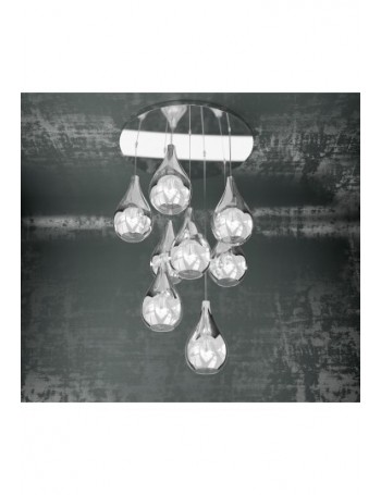 TOP LIGHT: Drop sospensione tonda 8 luci soggiorno cromo in offerta