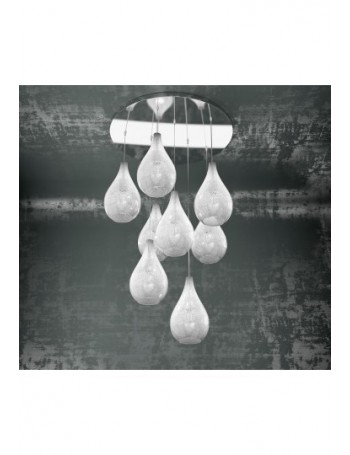 TOP LIGHT: Drop sospensione tonda 8 luci soggiorno graniglia in offerta
