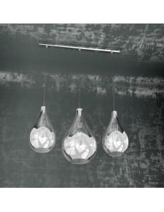 TOP LIGHT: Drop sospensione lineare 3 luci cromo 64cm in offerta