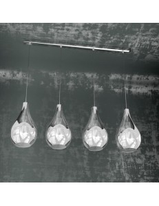 TOP LIGHT: Drop sospensione lineare 4 luci cromo 86cm in offerta
