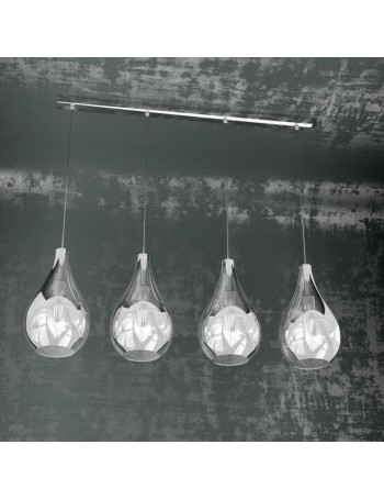 TOP LIGHT: Drop sospensione lineare 4 luci cromo 86cm in offerta