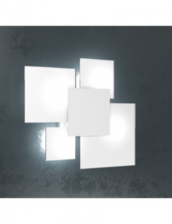 TOP LIGHT: Upgrade small plafoniera vetro decoro bianco 42x46cm in offerta