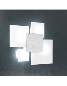 TOP LIGHT: Upgrade small plafoniera vetro decoro argento 42x46cm in offerta