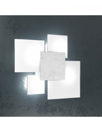 TOP LIGHT: Upgrade small plafoniera vetro decoro argento 42x46cm in offerta