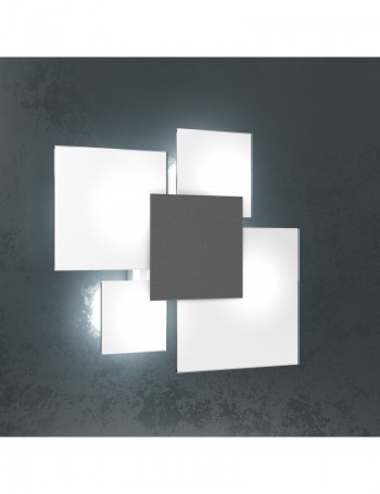 TOP LIGHT: Upgrade small plafoniera vetro decoro grigio antracite 42x46cm in offerta