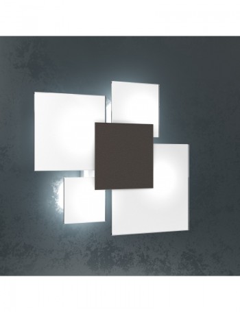 TOP LIGHT: Upgrade small plafoniera vetro decoro marrone 42x46cm in offerta