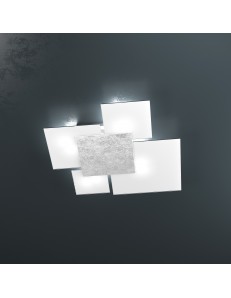 TOP LIGHT: Upgrade media plafoniera vetro decoro foglia argento 67x71cm in offerta
