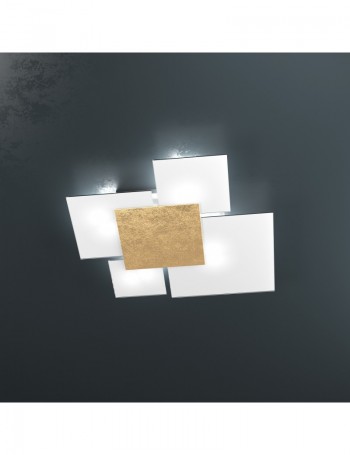 TOP LIGHT: Upgrade media plafoniera vetro decoro foglia oro 67x71cm in offerta