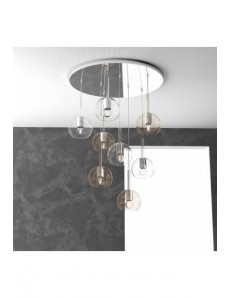 TOP LIGHT: Future sospensione 8 luci vetri ambra e neutro in offerta