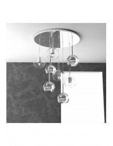 TOP LIGHT: Future sospensione 8 luci vetri cromo e neutro in offerta