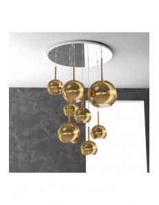 TOP LIGHT: Future sospensione 8 luci vetri oro in offerta