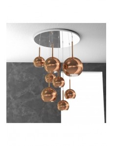 TOP LIGHT: Future Sospensione 8 luci vetri rame in offerta