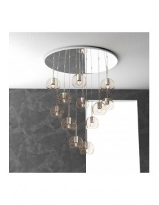 TOP LIGHT: Future sospensione 12 luci vetri ambra in offerta