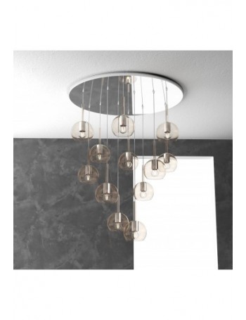 TOP LIGHT: Future sospensione 12 luci vetri ambra in offerta