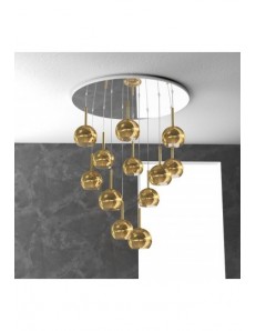 TOP LIGHT: Future sospensione 12 luci vetri oro in offerta
