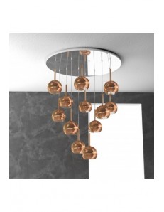 TOP LIGHT: Future sospensione 12 luci vetri rame in offerta