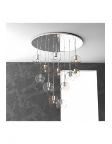 TOP LIGHT: Future sospensione 12 luci vetri ambra e neutro in offerta