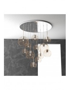 TOP LIGHT: Future sospensione 12 luci vetri ambra in offerta