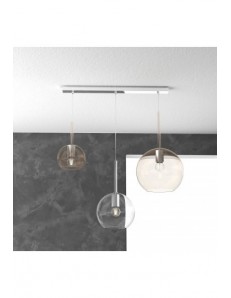 TOP LIGHT: Future sospensione 3 luci vetri ambra e neutro in offerta