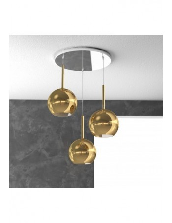 TOP LIGHT: Future sospensione 3 luci tonda vetri oro in offerta