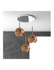 TOP LIGHT: Future sospensione 3 luci tonda vetri rame in offerta