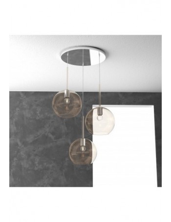 TOP LIGHT: Future sospensione 3 luci tonda vetri ambra in offerta