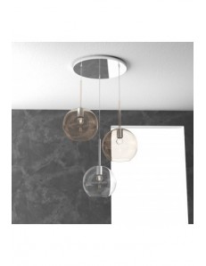 TOP LIGHT: Future sospensione 3 luci vetri ambra e neutro in offerta