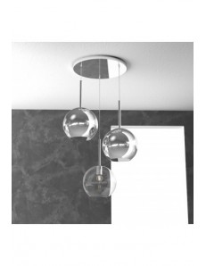 TOP LIGHT: Future sospensione 3 luci vetri cromo e neutro in offerta