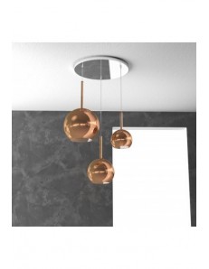 TOP LIGHT: Future sospensione 3 luci tonda vetri rame in offerta