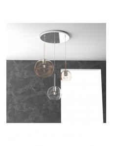 TOP LIGHT: Future sospensione 3 luci vetri ambra e neutro in offerta