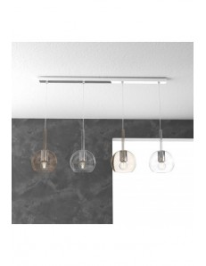 TOP LIGHT: Future sospensione 4 luci vetri ambra e neutro in offerta