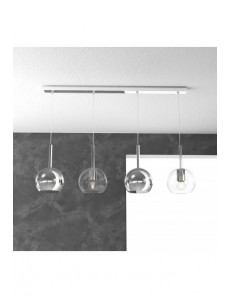 TOP LIGHT: Future sospensione 4 luci vetri cromo e neutro in offerta