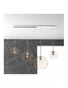 TOP LIGHT: Future sospensione 4 luci vetri ambra in offerta