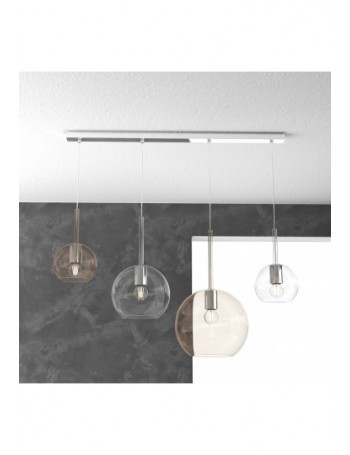TOP LIGHT: Future sospensione 4 luci vetri ambra e neutro in offerta
