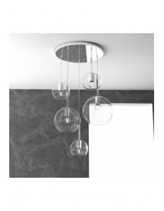TOP LIGHT: Future sospensione 5 luci vetri trasparenti in offerta