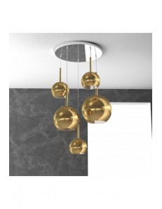 TOP LIGHT: Future sospensione 5 luci vetri rame in offerta