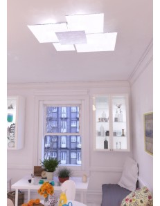 TOP LIGHT: Upgrade small plafoniera vetro decoro argento 42x46cm in offerta 2