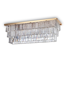 IDEAL LUX: Martinez pl8 oro plafoniera rettangolare con pendenti cristallo frangia in offerta