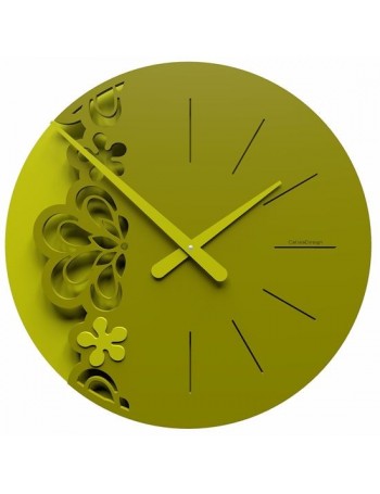 CALLEADESIGN: Merletto orologio da parete rotondo moderno floreale colore verde oliva in offerta