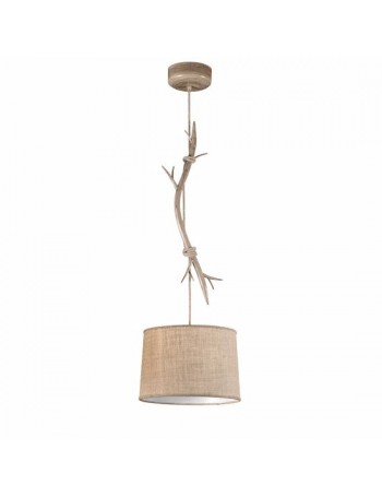 MANTRA: Sabina lampadario sospensione vintage legno marrone tessuto beige rami di legno in offerta