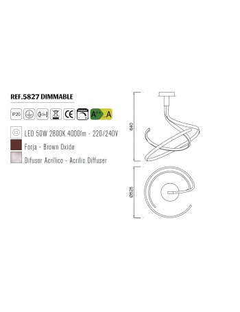 MANTRA: Nur lampadario led 50w 2800k dimmer marrone ossido moderno in offerta