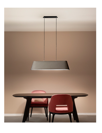FABAS LUCE: Allegra sospensione soggiorno rettangolare paralume tessuto nero grande in offerta