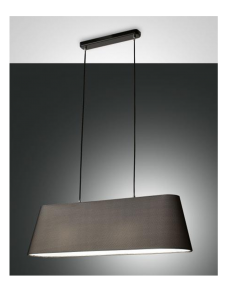 FABAS LUCE: Allegra sospensione soggiorno rettangolare paralume tessuto nero grande in offerta 2
