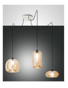 FABAS LUCE: Fiona sospensione decentrata 3 luci vetro ambra in offerta 2