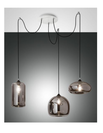 FABAS LUCE: Fiona sospensione decentrata 3 luci vetro fumè in offerta