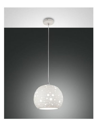 FABAS LUCE: Corvara sospensione rotonda metallo e ceramica ø 25 bianco in offerta