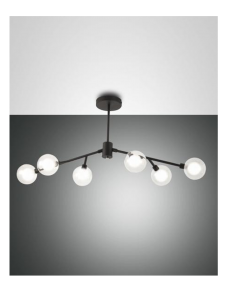 FABAS LUCE: Dalila sospensione metallo e vetro borosilicato 6 led nero in offerta