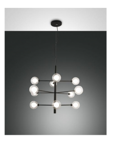 FABAS LUCE: Dalila sospensione metallo e vetro borosilicato 12 led nero in offerta 2