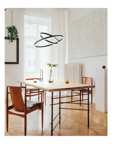 FABAS LUCE: Giotto sospensione LED doppio anello dimmerabile nero 52w in offerta